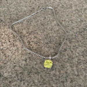 Silver and precious stone necklace